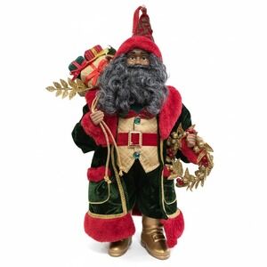 North Pole Trading Co Santa Claus Christmas Figurine 21" Gifts Wreath Gold Boots